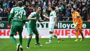 Fin Bartels bejubelt seinen Treffer zur erneuten Führung für Werder