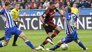 Karim Bellarabi (Bayer 04 Leverkusen): Bei seinen Dribblings, schnell weitergeleiteten Bällen im Mittelfeld oder beim Abschluss, die Hertha hatte kein Mittel gegen den Nationalspieler