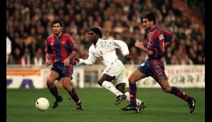 Über Sampdoria ging es 1996 zu Real Madrid: Hier ist er im Clasico gegen Barca mit Figo und Guardiola zu sehen