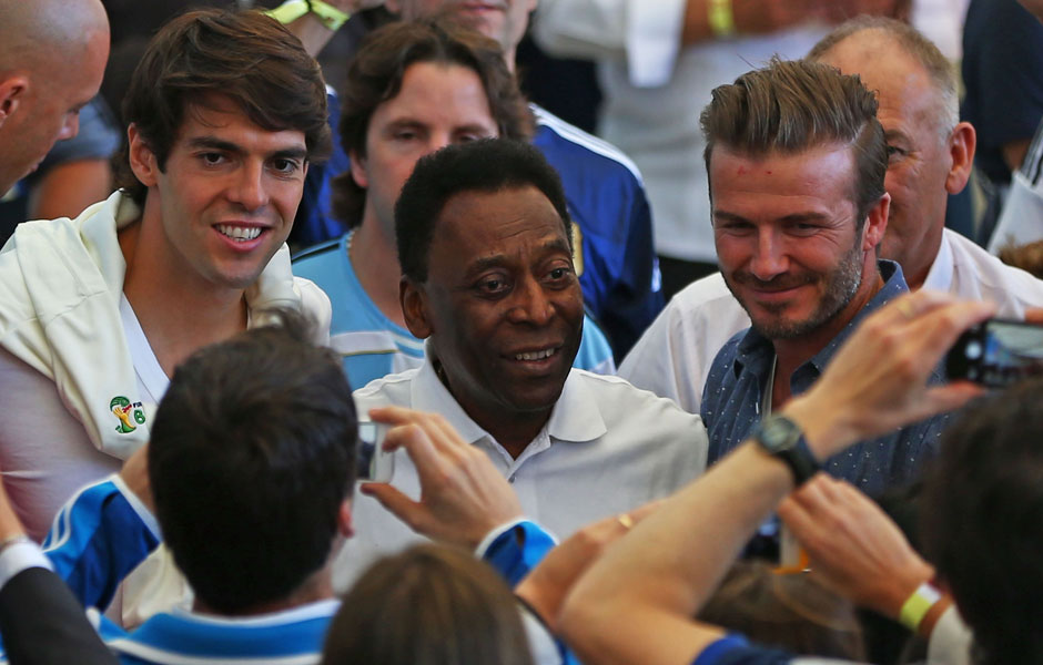 Drei Zauberer unter sich: Kaka, Pele und Beckham beim WM-Finale 2014