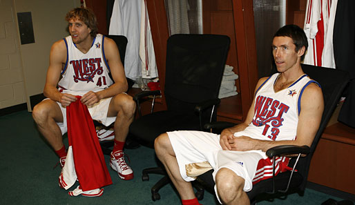 Mit seinem Freund Steve Nash wartet Dirk Nowitzki auf das All-Star-Game in New Orleans