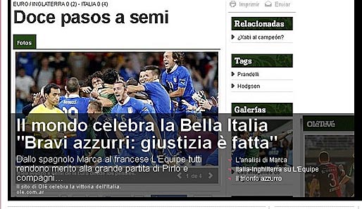 "Gazzetta dello Sport": "Italien gewinnt mit Herz, Klasse und Biss. Es wäre schön, den Deutschen zu zeigen, dass wir keine Lektionen benötigen"