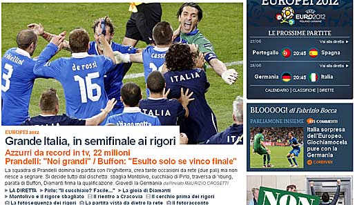 La Repubblica: "Großes Italien. Die öden Engländer traten an, um nicht zu spielen. Für sie war es schon ein halbes Wunder, das Elfmeterschießen zu erreichen."