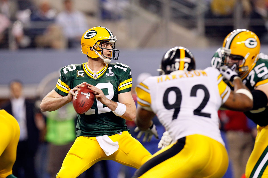 Super Bowl XLV: Im Jahr 2011 gewannen die Green Bay Packers den Titel. Quarterback Aaron Rodgers führte sein Team zum Sieg und wurde zum MVP gekürt
