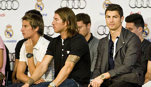 Hier noch in zivil: Fabio Coentrao, Sergio Ramos und Cristiano Ronaldo (v.l.)