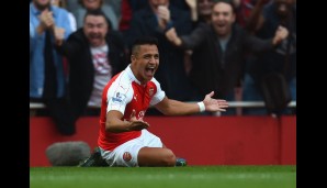 Rang 9: u.a. Alexis Sanchez von Arsenal (13 Tore)