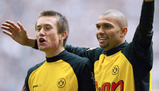 Tomas Rosicky (l.) und Marcio Amorso (r.) feierten 2002 mit dem BVB die Meisterschaft - zusammen gab der BVB für beide knapp 40 Millioenn Euro aus