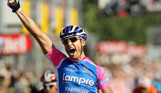 Der 36-jährige Italiener vom Team Lampre feierte seinen insgesamt fünften Tageserfolg bei der Tour