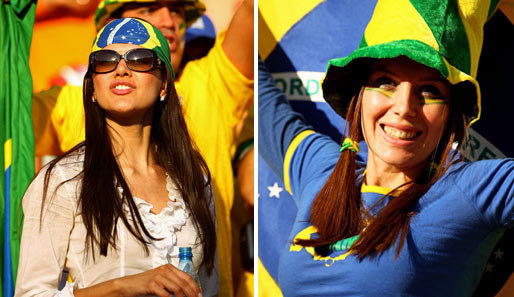 Samba-Feeling auf den Rängen: Auch die weiblichen Anhänger Brasiliens wussten, die Aufmerksamkeit der Kameraleute auf sich zu ziehen