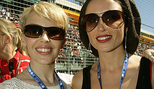 Kylie Minogue (l.) und Schwester Dannii, die Ex von Villeneuve, zeigen sich gerne bei der Formel 1