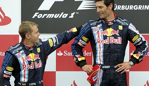 Am Nürburgring feierten Sebastian Vettel (l.) und Teamkollege Mark Webber einen Doppelsieg