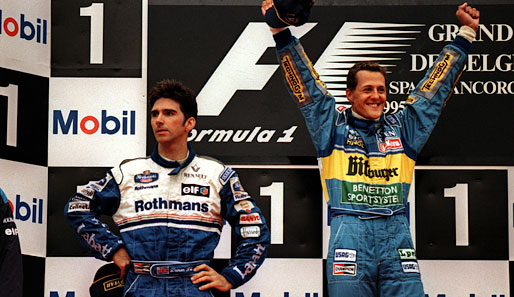 Michael Schumacher (r.) und Damon Hill waren seit der Saison 1994 Intimfeinde