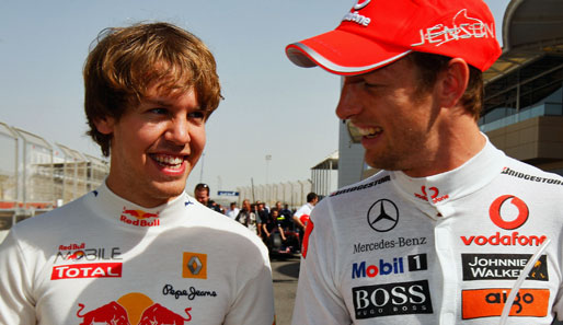 Jenson Button (r.) wollte Teamkollege von Sebastian Vettel werden