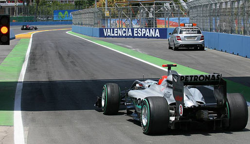 Michael Schumacher verlor an der Ampel in Valencia nicht nur viel Zeit, sondern das ganze Rennen