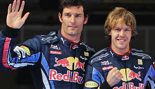 Mark Webber (l.) und Sebastian Vettel sind seit der Saison 2009 Teamkollegen bei Red Bull