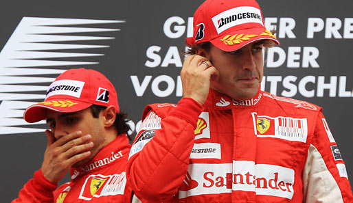 Fernando Alonso (r.) fuhr vor Ferrari-Kollege Felipe Massa in Hockenheim auf Platz eins