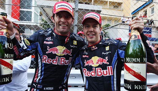 Mark Webber (l.) und Sebastian Vettel (r.) fahren seit 2009 gemeinsam für Red Bull