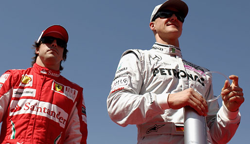 Fernando Alonso wurde bislang zweimal, Michael Schumacher siebenmal Weltmeister