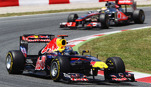 Sebastian Vettel ließ in Barcelona Lewis Hamilton knapp hinter sich
