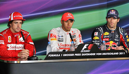 Drei Vettel-Opfer: Fernando Alonso, Lewis Hamilton und Mark Webber (v.l.)