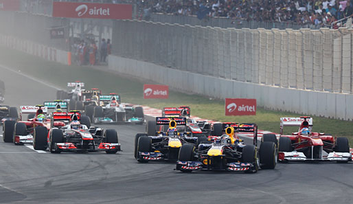 Sebastian Vettel führte den Indien-GP vom Start weg souverän an