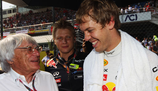 Bernie Ecclestone (l.) und Sebastian Vettel verstehen sich eigentlich ganz gut