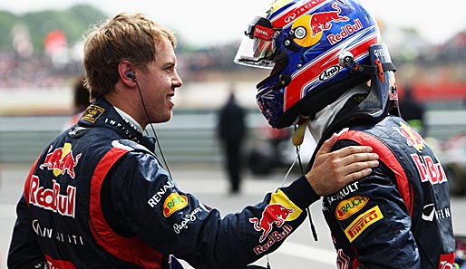 Sebastian Vettel (l.) mit seinem Teamkollegen Mark Webber