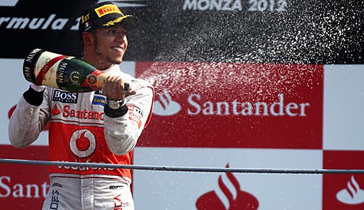 Lewis Hamilton feiert seinen Sieg in Monza