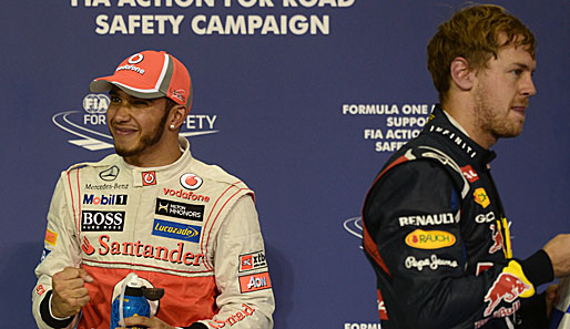 Lewis Hamilton (l.) strahlte nach der Bestzeit vor Freude. Sebastian Vettel war unglücklich