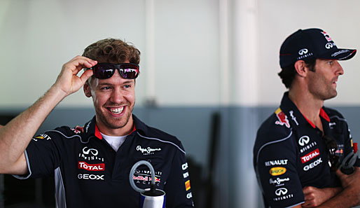 Sebastian Vettel hatte nach dem gelungenen Überholmanöver gegen Teamkollege Webber gut lachen