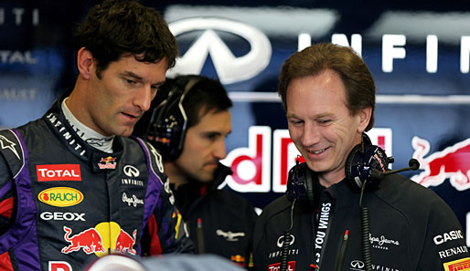 Webber (l.) hat noch ein Jahr Vertrag als Fahrer von Teamchef Horner (r.) - was folgt dann?