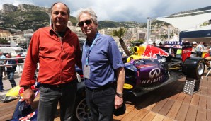 Gerhard Berger (hier mit Michael Douglas) sieht Red Bull bald wieder vorne