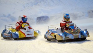 Ferrari schickt seine Piloten beim winterlichen Ski-Treffen auch mit dem Kart auf die Strecke