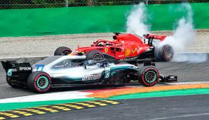 Drama auch beim Italien-GP: Gegen Hamilton will er wenige Meter nach dem Start nicht nachgeben, touchiert ihn und dreht sich!
