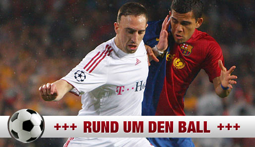 Franck Ribery im Duell mit Dani Alves im Champions-League-Viertelfinale Bayern gegen Barcelona