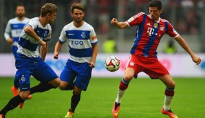 Robert Lewandowski traf bei seinem Debüt gegen Duisburg das erste Mal im Bayern-Trikot