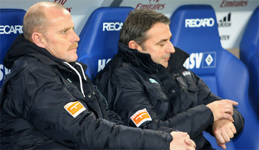Thomas Schaaf (links) war in Hamburg mit der Leistung seines Teams zufrieden