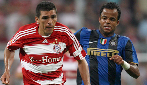 Lucio (l.) holte mit dem FC Bayern München drei Meistertitel (2005, 2006 und 2008)