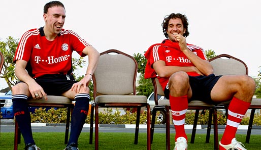 Franck Ribery (l.) und Luca Toni gehen in ihre dritte Saison beim FC Bayern