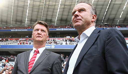 Louis van Gaal (l.) und Karl-Heinz Rummenigge in der Münchner Allianz Arena