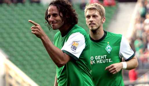 Claudio Pizarro und Aaron Hunt gehören zum Stammteam bei Werder