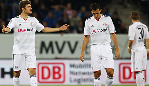 Thomas Müller (l.) erzielte beim 2:1 in Hoffenheim den Ausgleich für die Bayern