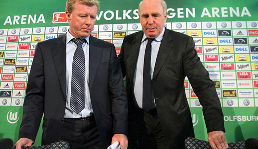 Steve McClaren (l.) ist nicht mehr Trainer des VfL Wolfsburg - Dieter Hoeneß entließ ihn am Montag