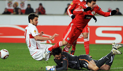 Marc Ziegler hat sich in dieser Szene gegen Benfica keine Brüche am Schädel zugezogen