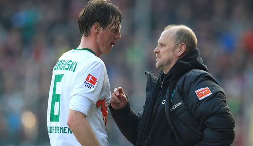 Werder-Coach Thomas Schaaf (r.) muss auf Tim Borowski verzichten