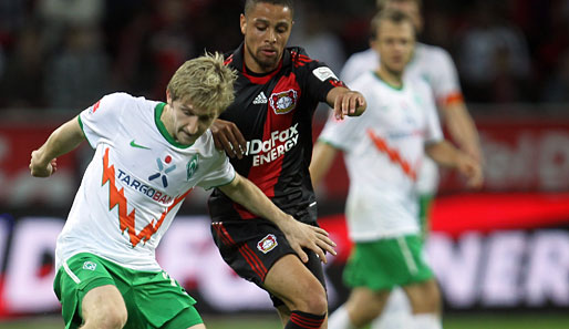 Marko Marin (l.) muss mit Werder Bremen in der BayArena antreten