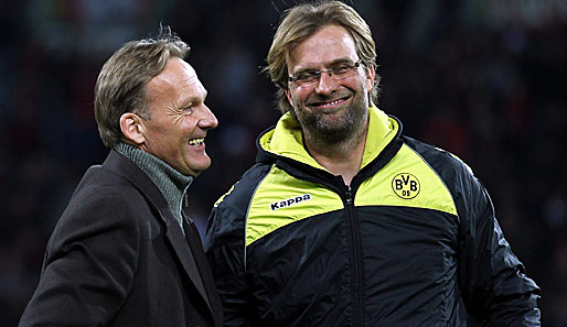 BVB-Boss Hans Joachim Watzke (l.) und sein Trainer Jürgen Klopp