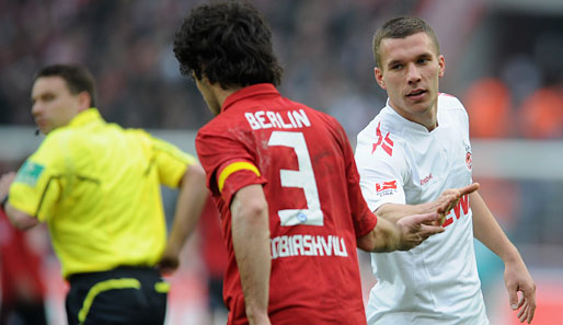 Lewan Kobiashvili (l.) und Lukas Podolski waren im Spiel aneinander geraten