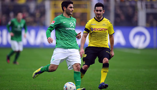 Mehmet Ekici (l.) spielt seine erste Saison für Werder Bremen