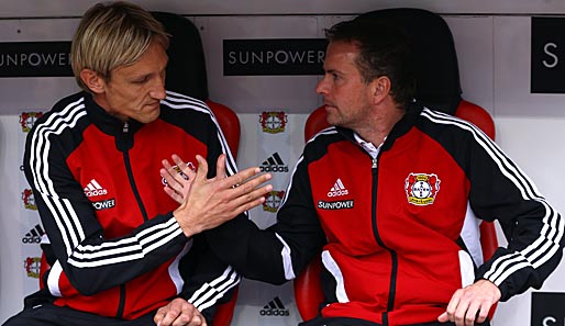 Doppelspitze: Leverkusens Trainer Sami Hyypiä (l.) und Sascha Lewandowski
